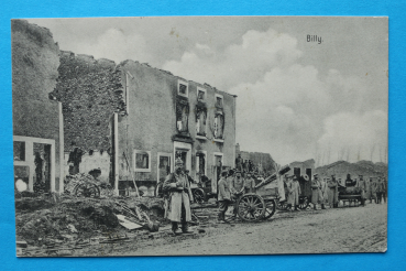 Foto Ansichtskarte AK Billy 1914-1918 Soldaten Ruine Kanone Krieg Frankreich France 03 Allier